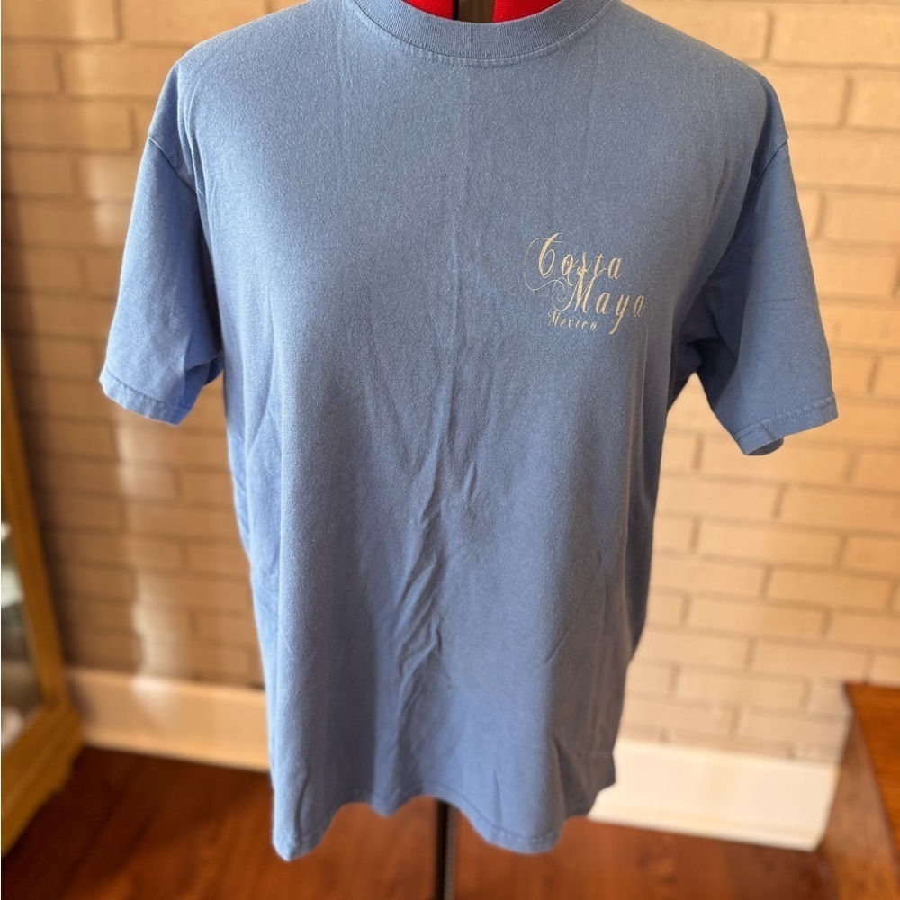 Costa Maya Mexican Blue Women's Short Sleeve Tee giving Beach vibes. Size L - Picture 1 of 4